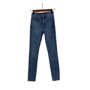 Express Jeans High Waist Pin Striped Perfect Ankle Denim Leggings Women's 00